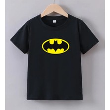 Kaliteli Pamuk Penye Unisex Erkek Kız  Çocuk Baskılı Tshirt 5 6 7 8 9 10 11 12 13 14 Yaş Batman