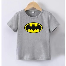 Kaliteli Pamuk Penye Unisex Erkek Kız  Çocuk Baskılı Tshirt 5 6 7 8 9 10 11 12 13 14 Yaş Batman