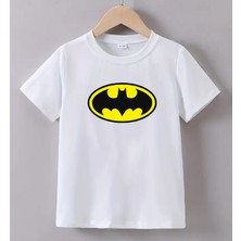 Kaliteli Pamuk Penye Unisex Erkek Kız  Çocuk Baskılı Tshirt 5 6 7 8 9 10 11 12 13 14 Yaş Batman