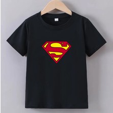 Kaliteli Pamuk Penye Unisex Erkek Kız  Çocuk Baskılı Tshirt 5 6 7 8 9 10 11 12 13 14 Yaş Superman