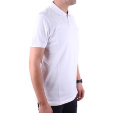 Dagoster DMG23-231319 Beyaz Günlük Yarım Patlı Pike Polo Yaka Erkek Tişört