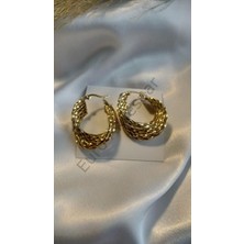 Stainless Steel Gold Renk Asimetrik Çelik Küpe