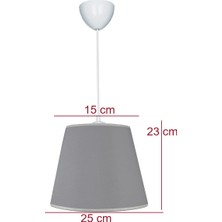 Konik Gri Kumaş Kaplama 15 x 25 Yatak Odası Oturma Odası Genç ve Çocuk Odası Avize ve Abajur Seti