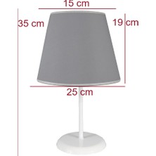 Konik Gri Kumaş Kaplama 15 x 25 Yatak Odası Oturma Odası Genç ve Çocuk Odası Avize ve Abajur Seti