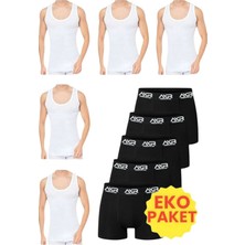 Uniquetrenders Erkek 10'lu Atlet ve Boxer Takımı Ekonomik Paket Atlet ve Boxer Set 5 Atlet 5 Boxer