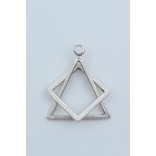 Bu Farklı Üçgen Kare Geometrik Kolye Ucu - Antik Gümüş Kaplama - Kod:119