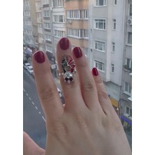 Kuru Kafa Renkli Gotik Kadın Ayarlabilir Yüzük 925 Ayar Kaplama