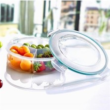 3 Bölmeli Sızdırmaz Contalı Kilitli Kapaklı 1,35 Litre Yuvarlak Erzak Saklama Kabı LC-500