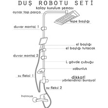 Lüks Kare Magıc Port Siyah Yağmurlama Robot Tepe Duş Seti Duş Başlığı Takımı