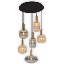 Mylights Masaüstü Altılı  modern cam sarkıt avize bal ve füme renk cam(cam renkleri ayrıca mevcut) 