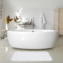 Otel Banyo Paspası | Beyaz | % Pamuk | Kenar Biyeli | 730GR | 50 x 90 cm | Yumuşak Dokulu