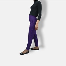 Mor Slim Fit Yüksek Bel Pantolon