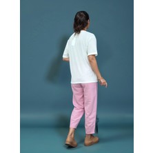 Butik Pembe Şalvar Keten Pantolon
