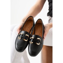 Neva'nın Butiği Harmoni Toka Aksesuarlı Cilt Düz Taban Günlük Kadın Babet