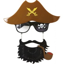 Kaktüs Jack Kahve Şapkalı Pipolu Jack Sparrow Gözlüğü
