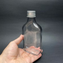 Ahsa Ticaret 2 Adet 200 cc Yassı Kolonya Cam Şişe - Cam Konyak Likör Şişesi - 200 ml