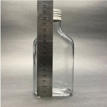 Ahsa Ticaret 2 Adet 200 cc Yassı Kolonya Cam Şişe - Cam Konyak Likör Şişesi - 200 ml