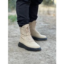 Bej Kömür Süet Uzun Bağcıklı  Bot