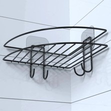 Hepohep Buffer® Yapışkanlı Banyo Köşeliği Kancalı Köşe Rafı Duş Şampuanlık Duvar Düzenleyici Organizer Raf