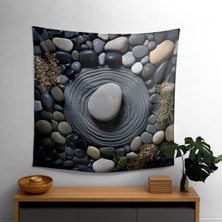 Painted Anarchy Zen Rock Bahçesi  Duvar Örtüsü - %100 Pamuk Sırt, Polyester Ön - Canlı Ranforce Kumaş - Modern