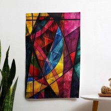 Painted Anarchy Soyut Geometrik Şekiller Dadaizm Etkisi Örtü | Arkası %100 Pamuk, Önü Polyester | Canlı Renkler,