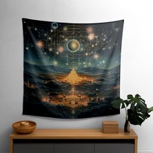 Painted Anarchy Gerçeküstü Yıldız Haritası Geometrik Duvar Örtüsü - Pamuk Sırtlı, Polyester Ön - Canlı Renkler,