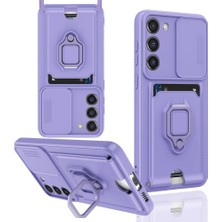 Samsung Galaxy S24 Plus Kılıf Zuma Kamera Sürgülü Kartvizitli Ipli Silikon Kılıf