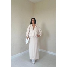 Fevien Bej Biyeli Sweatshirt ve Etek Takım