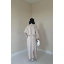 Fevien Bej Biyeli Sweatshirt ve Etek Takım