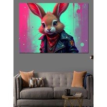 Ekart Renkli Tavşan  Dekoratif Kanvas - Mdf Ahşap Tablo