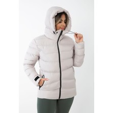 Kadın Taş Içi Polarlı Kürklü Kapüşonlu Su Geçirmez Rüzgara Dayanıklı Şişme Kışlık Mont Kaban Parka