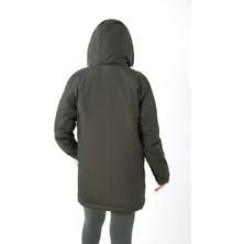 Kadın Haki Içi Polarlı Su ve Rüzgar Geçirmez Kapüşonlu Kışlık Mont & Kaban & Parka