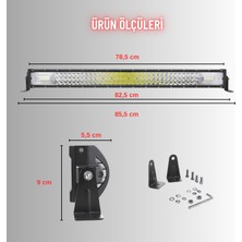 Dekohop Off Road Kamyon Traktör 80 cm 3 Sıra LED Bar Tek Renk Beyaz 12-24 Tepe Çalışma Lambası