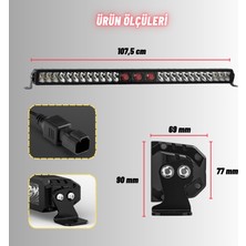 Dekohop  Off-Road Premium Tavan LED Bar 105 cm Beyaz Işık Projektör Kırmızı Göz Gündüz LED Metal Gövde
