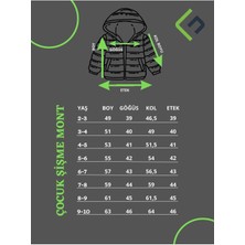 Erkek Çocuk Içi Polarlı Kapüşonlu Helikopter Desenli Kışlık Şişme Mont & Kaban & Parka