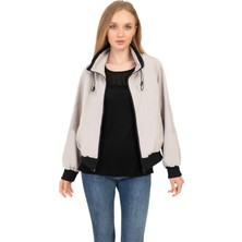 Kadın Taş Dik Yaka Su ve Rüzgar Geçirmez Oversize Crop Mevsimlik Yağmurluk Rüzgarlık Rys-Y-30