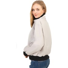 Kadın Taş Dik Yaka Su ve Rüzgar Geçirmez Oversize Crop Mevsimlik Yağmurluk Rüzgarlık Rys-Y-30