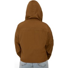 Kadın Taba Kapüşonlu Su ve Rüzgar Geçirmez Cepli Içi Astarlı Oversize Yağmurluk Rys-Y-20