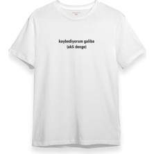 Beyaz T-Shirt Kaybediyorum Galiba Akli Denge Espirili Baskılı Tişört Unisex