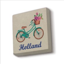 Hollanda Bisklet Görseli Baskılı Taş Magnet 5x5