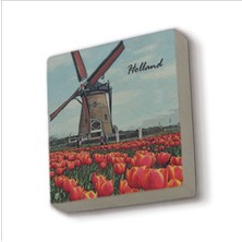 Hollanda Görseli Baskılı Taş Magnet 5x5