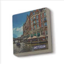 Amsterdam Görseli Baskılı Taş Magnet 5x5
