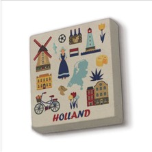Hollanda Sembolleri Baskılı Taş Magnet 5x5