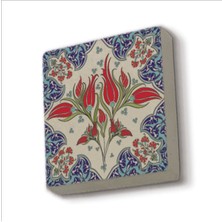 Osmanlı Iznik Çini Deseni Baskılı Taş Magnet 5x5