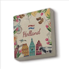 Hollanda Sembolleri Baskılı Taş Magnet 5x5