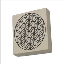 Yaşam Çiçeği Deseni Baskılı Taş Magnet 5x5