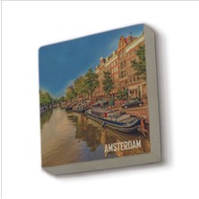 Amsterdam Görseli Baskılı Taş Magnet 5x5