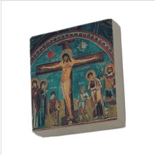 Kapadokya Göreme Karanlık Kilise Freski - Isa Mesih'in Çarmıha Gerilişi Baskılı Taş Magnet 5x5
