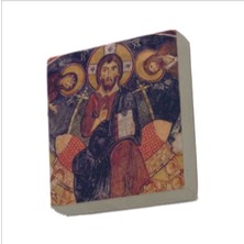 Kapadokya Göreme Karanlık Kilise Freski - Deesis Baskılı Taş Magnet 5x5