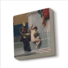Türk Hamamında Iki Kadın (Jean-Léon Gérôme, 1872) Baskılı Taş Magnet 5x5